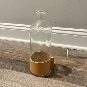 Glass Bottle with Tan Leather Holder